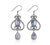 GGYTMQL S Boucles d'oreilles Sethnique Poire de la poire 6x9 mm Natural Moonstone Oreing Moucles de mariage