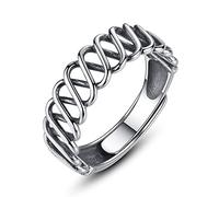 GGYTMQL S925 Anneau de couple réglable - Retro Mesh Entrelacez Hollow Wide Open Dinger Ring, Vintage Made Old Joint Anneau, Cadeaux bon marché Girls LA