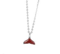 GGYTMQL S925 Collier en Queue de Poisson chaîne de clavicules Simples de Style coréen pour Femmes Bijoux Rouge