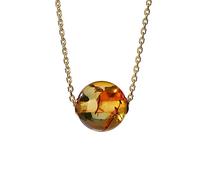 GGYTMQL S925 Collier plaqué or argenté Collier de pendentif de fleur ambre naturel Personnaire pour femmes Perles de transfert de la chaîne de transfert de la chaîne de femmes (Amber 10 mm)