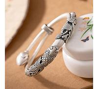 GGYTMQL S990 Pure Retro Shiny Personalité Fish Push Bracelets Bangle Bracelets for Women Girls Teen Foot Couleur: Matte