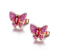 GGYTMQL SADEW Fashion Butterfly Boucles d'oreilles pour Femmes Bijoux de Mariage Sterling 925 Boucle d'oreille avec AAAA Pink Crystal Zircon