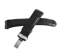 GGYTMQL Sangle de bande de montre en cuir noir Aqua Master avec fermoir en acier inoxydable en argent