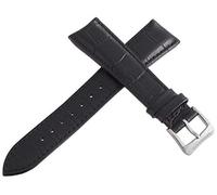 GGYTMQL Sangle de bande de montre en cuir noir de 20 mm avec boucle en acier inoxydable en argent