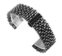 GGYTMQL Sangle de montée Argent/Noir en Acier Inoxydable Massif en Acier Inoxydable 22 mm Fermoir de Pliage avec Sangle de sécurité Remplacement / 22 mm/Argent