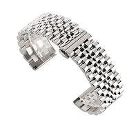 GGYTMQL Sangle de montée Argent/Noir en Acier Inoxydable Massif en Acier Inoxydable 22 mm Fermoir de Pliage avec Sangle de sécurité Remplacement / 22 mm/Argent