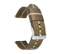 GGYTMQL Sangle de montre en nylon STRAPE NYLON STRIE DIAGLE 18 20 22 22 mm Sangle de libération de débit rapide/riz vert boucle en argent / 18 mm