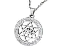 GGYTMQL Star of David Collier for Women Men, 925 Sterling Silver, Zircon Star of David Collier, Hexagram Round Pendant Creux, Collier d'étoile juif pour Femmes, Star of David Collier for Women