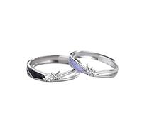GGYTMQL Sterling Metal Open Dinger Ring Couple Rings Jour des Cadeaux de Bague Ouverte Simples pour l'anneau d'amant, Ouverture réglable