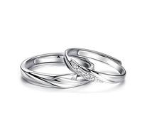 GGYTMQL Sterling Metal Open Dinger Ring S925 Sterling Metal Couple Rings pour Hommes et Femmes Japonais Japonais Simple et Polyvalent de Couples entrelacés Salons pour Anneau d'amant, OpenI réglable