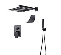 GGYTMQL Système de douche avec bec de baignoire, ensemble de robinet de douche mural avec pommeau de douche à effet pluie de 25,4 cm, ensemble de pommeau de douche à main, robinet mitigeur de douche