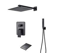 GGYTMQL Système de douche avec bec de baignoire, ensemble de robinet de douche mural avec pommeau de douche à effet pluie de 25,4 cm, ensemble de pommeau de douche à main, robinet mitigeur de douche
