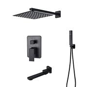 GGYTMQL Système de douche avec bec de baignoire, ensemble de robinet de douche mural avec pommeau de douche à effet pluie de 25,4 cm, ensemble de pommeau de douche à main, robinet mitigeur de douche