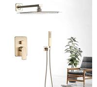 GGYTMQL Système de douche brossé Gold Salle de bain Douche de douche Précipitant la tête de douche simple poignée de douche robinet mural de salle de bain douche de douche de douche