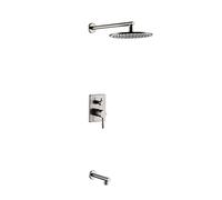 GGYTMQL Système de douche dissimulé en laiton brossé avec robinet et pommeau de douche à effet pluie de 20 cm, installation facile, A-(Fyrkant)