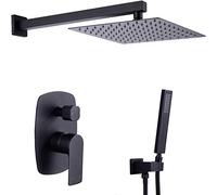 GGYTMQL Système de douche, douche à effet pluie noir mat avec pommeau de douche haute pression de 30,5 cm et robinet de douche, ensemble de douche mural de luxe pour salle de bain (30,5 cm)