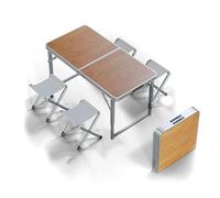 GGYTMQL Table de Camp Pliante et selles de 3/5, Table à Manger en Aluminium léger avec des Jambes de Hauteur réglables Airs Pliables Portables pour Une Utilisation extérieure intérieure