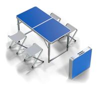 GGYTMQL Table de Camp Pliante et selles de 3/5, Table à Manger en Aluminium léger avec des Jambes de Hauteur réglables Airs Pliables Portables pour Une Utilisation extérieure intérieure