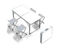 GGYTMQL Table de Camp Pliante et selles de 3/5, Table à Manger en Aluminium léger avec des Jambes de Hauteur réglables Airs Pliables Portables pour Une Utilisation extérieure intérieure