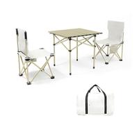 GGYTMQL Table de Camping et Ensemble d'air, Table de Pique-Nique en Aluminium Pliant avec des airs de pelouse pliants Portables pour la Cuisine de Cuisine en Plein air dans la Cour, à côté du Blanc