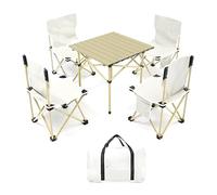 GGYTMQL Table de Camping et Ensemble d'air, Table de Pique-Nique en Aluminium Pliant avec des airs de pelouse pliants Portables pour la Cuisine de Cuisine en Plein air dans la Cour, à côté du Blanc