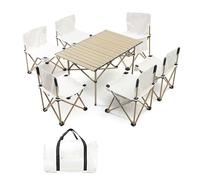 GGYTMQL Table de Camping et Ensemble d'air, Table de Pique-Nique en Aluminium Pliant avec des airs de pelouse pliants Portables pour la Cuisine de Cuisine en Plein air dans la Cour, à côté du Blanc