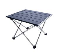 GGYTMQL Table pliante de camping portable, avec dessus de table en aluminium et sac de transport, facile à transporter, pour intérieur ou extérieur, maison, fête et camping, noir, taille L (noir et