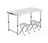 GGYTMQL Tableau de Pique-Nique de Camping Pliant Portable et tabourets aériens Ensemble de 3 Tableaux de Jardin réglables Pliables avec Tabouret de pelouse en Tissu Oxford pour Jardin extérieur