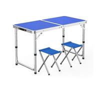 GGYTMQL Tableau de Pique-Nique de Camping Pliant Portable et tabourets aériens Ensemble de 3 Tableaux de Jardin réglables Pliables avec Tabouret de pelouse en Tissu Oxford pour Jardin extérieur