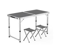 GGYTMQL Tableau de Pique-Nique de Camping Pliant Portable et tabourets aériens Ensemble de 3 Tableaux de Jardin réglables Pliables avec Tabouret de pelouse en Tissu Oxford pour Jardin extérieur