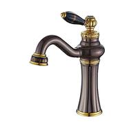 GGYTMQL Taps d'évier, robe de bassin européen à tapage européenne, robinet d'eau à eau brun américain brun antique robinet simple lavage de trous tout en bronze