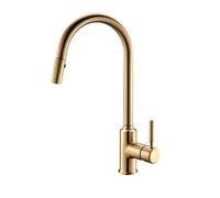 GGYTMQL Tirez le robinet de cuisine, placage noir et électroplate de mélangeur d'évier doré brossé, Tap de cuisine à 360 degrés Taps de cuisine Tap de cuisine, or (or)