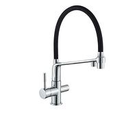 GGYTMQL Tirez vers le bas du robinet de la cuisine, bronzé Gold 360 pivotant des robinets d'eau pure filtre pour cuisine, mélangeur à eau de purification, chrome (or brossé)