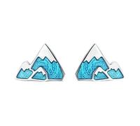 GGYTMQL Trendy 925 SERPLE Sterling UNEBERG Iceberg Small Blue Enamel Stud Orees Oreads for Women Sterling Silver Jewelry Gift