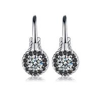 GGYTMQL Véritable 2,6g 925 Boucles d'oreilles en Argent Sterling Fine Bijoux Fleur de Fleur de Spinelle Noire