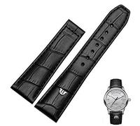 GGYTMQL Véritable bande de montre en cuir pour Maurice Lacroix Watchs Strap Brun noir 20 mm 22 mm avec bracelet de boucle pliant (couleur: fermoir en argent noir, taille: 20 mm)