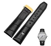 GGYTMQL Véritable bande de montre en cuir pour Maurice Lacroix Watchs Strap Brun noir 20 mm 22 mm avec bracelet de boucle pliant (couleur: fermoir en argent noir, taille: 20 mm)