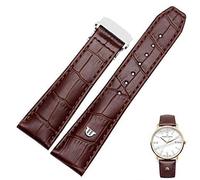 GGYTMQL Véritable bande de montre en cuir pour Maurice Lacroix Watchs Strap Brun noir 20 mm 22 mm avec bracelet de boucle pliant (couleur: fermoir en argent noir, taille: 20 mm)