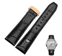 GGYTMQL Véritable bande de montre en cuir pour Maurice Lacroix Watchs Strap Brun noir 20 mm 22 mm avec bracelet de boucle pliant (couleur: fermoir en argent noir, taille: 20 mm)