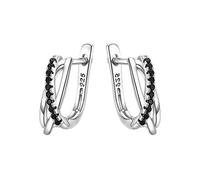 GGYTMQL Véritable Boucles d'oreilles en Argent Sterling 925 Boucles d'oreilles cerceaux pour Femmes Black Spinel Silver 925 Bijoux