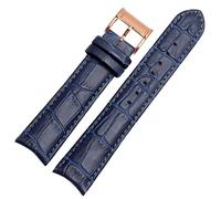 GGYTMQL Véritable sangle de montre en cuir pour citoyen 20 mm extrémité courbée vache bleu marron bleu