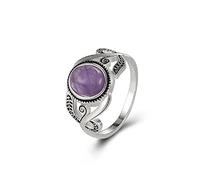 GGYTMQL Vintage 925 argent violet amethyst Women's Ring Natural Gemstone Stone Stone Statement Ring Eternity Engagement Rague de mariage Énergie de guéris