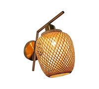 GGYTMQL Vintage Rootan Mur Light Natural Wicker Wall Lantern Rustic Bamboo Wall Sconce Loft E27 Bar Restaurant Bamboo Lampe (Taille: A)