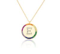 GGYTMQL Zirconium incrusté Plat 26 Lettre AZ Collier pour Femmes Round Crystal Rainbow Pendant Copper Zircon Christian Bijoux