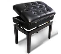 GGZONE Tabouret de Piano Banc de Piano en Bois Réglable en Hauteur Siège Rembourré Professionnel Solo, Bois Massif avec Cuir Respirant Confortable, avec Stockage de Partitions Beautiful Scenery