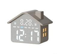 GH8063 Réveil en forme de maison pour enfants avec veilleuse - Affichage numérique de l'heure, de la date, de la température - Silencieux et sans tic-tac Gris