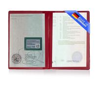 GHADA Étui pour carte grise de véhicule à 2 compartiments - Fabriqué en Allemagne - Porte-documents en PVC pour carte grise de véhicule (par exemple I), cartes et reçus - Étui/porte-documents en rouge