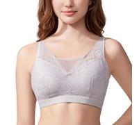 GHAKKE Soutien-Gorge De Mastectomie pour Femmes Soutien-Gorge De Tous Les Jours Soutien-Gorge Sexy en Dentelle À Couverture Complète Bra De Soutien pour Prothèse Mammaire en Silicone(Gray,4XL)