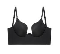 GHAKKE Soutien-Gorge Dos Nu pour Femmes Bralette Sexy sans Dos en Forme De U Brassière Triangles sans Couture Plongeant Invisible Lingerie Push Up (Color : Black, Size : 32/70A)