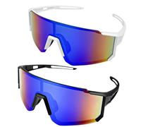 Ghazpmuk 2 Pièces Lunettes de Soleil, Lunette de Cyclisme Polarisées, Lunette de Soleil Sport Polarisée, Lunettes de Vélo, Protection UV400, pour Course à Pied, Cyclisme, Pêche, Ski